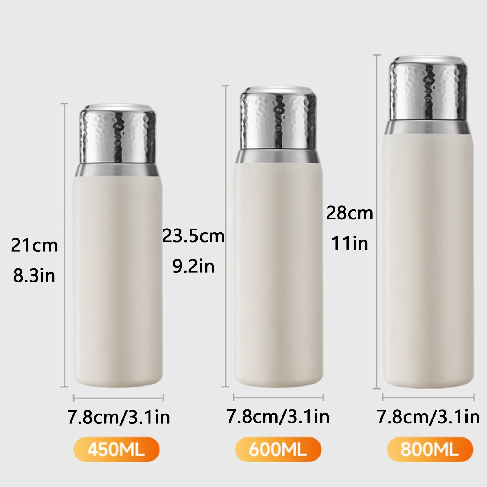 Taza Termo, Vaso Termico Cafe, Sellada y A Prueba de Fugas, Desmontable y Fácil de Limpiar, Apta para Bebidas Frías y Calientes(White,23.5cm/9.2in)