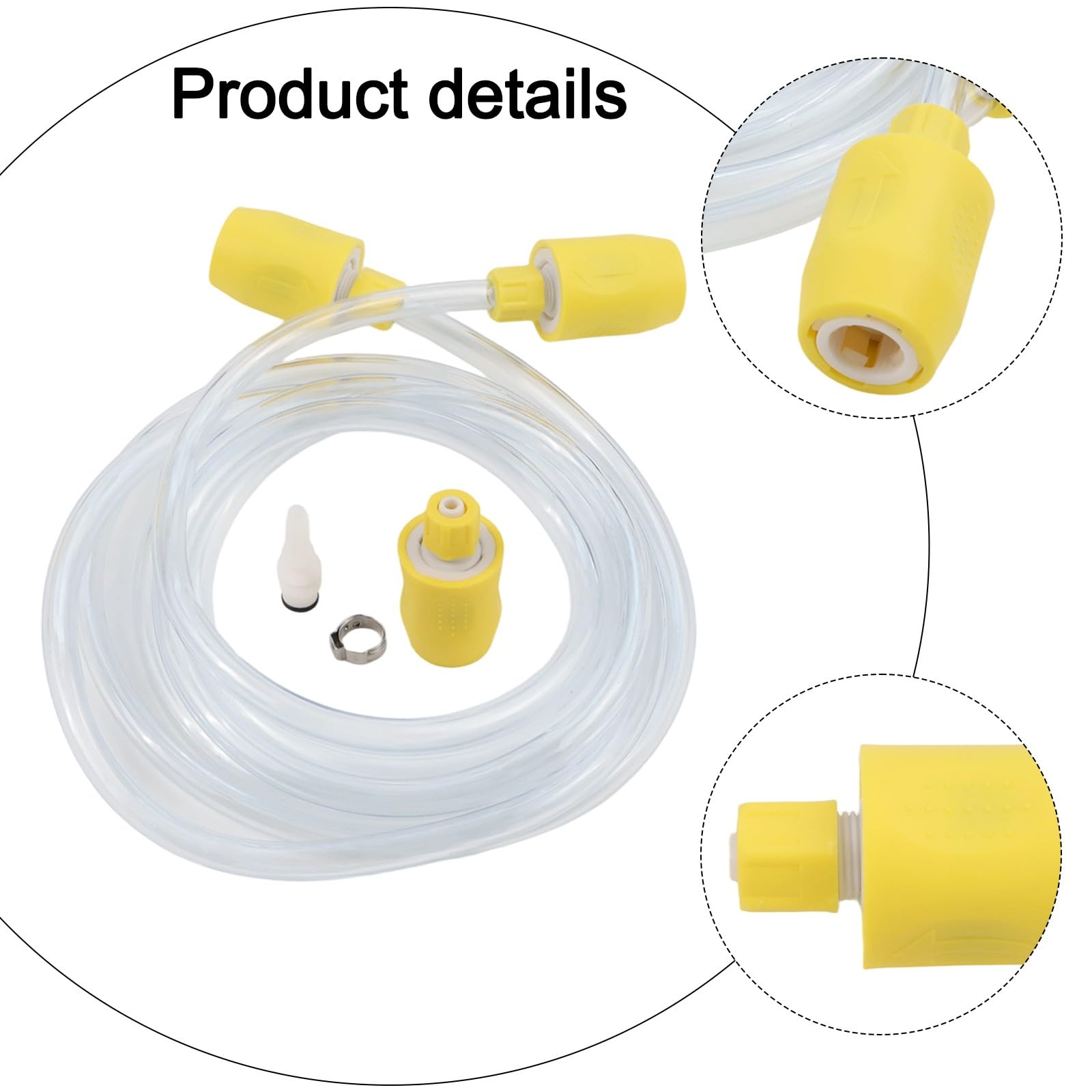 EasyByMall Kit de conector de manguera de repuesto con tubo de agua de 2,5 m para limpiadores de vapor Kärcher Puzzi 8/1 y 10/1, incluye adaptador amarillo y piezas de boquilla