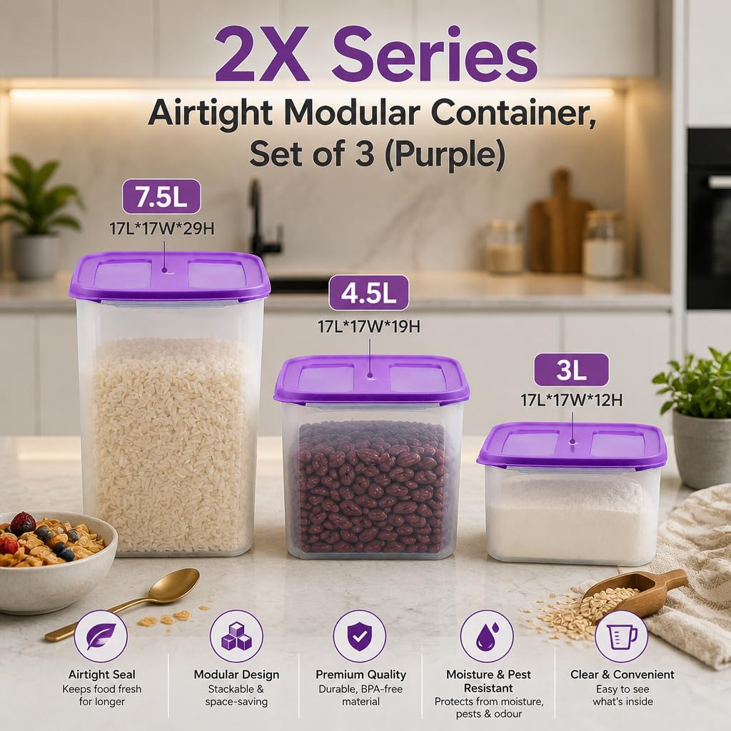Cutting EDGE Airtight Container Set - 3 Piece Purple -5