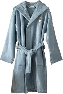Kids Dressing Gown, Unisex Hooded Bath Robe, Fun Changing Robe, Absorbent 100% Turkish Cotton Girls Dressing Gown with Two Pockets, Boys Dressing Gown With Tie Belt, Age 4-6 & 6-8