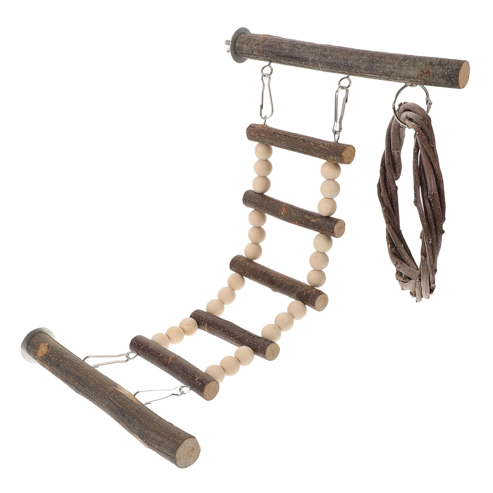 Yardwe Échelle en Bois pour Perroquet et Perruche Design Coloré et Sécurisé, Escalier D'entraînement pour Cage à Oiseaux, Accessoire Marron pour Décoration Intérieure