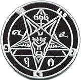 Satanic goat's head Baphomet pentagram pentacle 666 occult embroidered applique iron-on patch new
