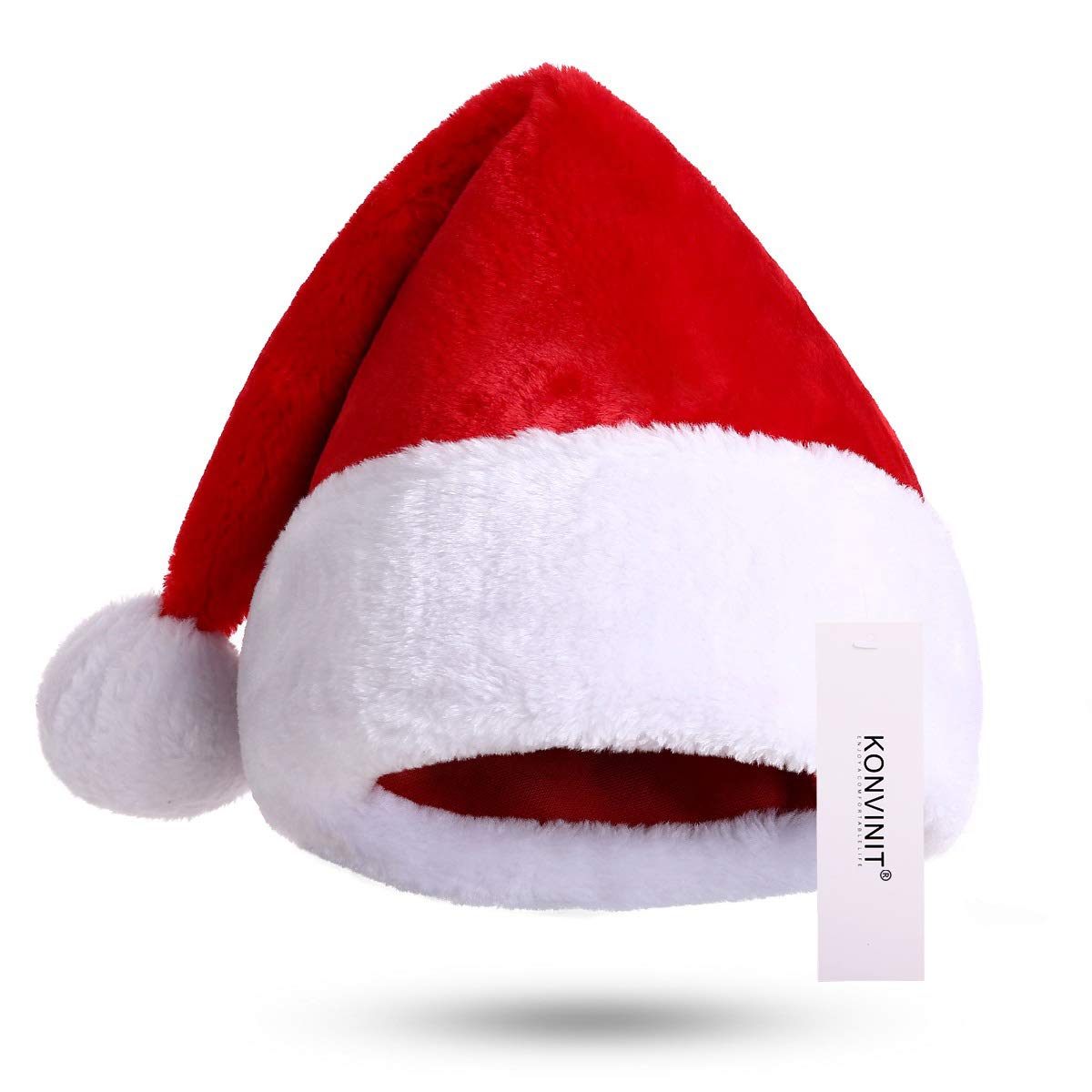 KONVINIT Cappello Babbo Natale Peluche per Adulti, Cappellini Natale,Cappellino Babbo Natale Onesize