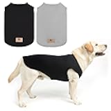 KOOLTAIL Boy Dog Clothes for Large Dogs, 2 Pack Cotton Fall/Winter Warm Dog T Shirts Coats for Outdoor, UV & Insect Protection Anti-Hair Loss & Lightweight Pet Vest Tank Tops Apparel, Black & Grey, XL