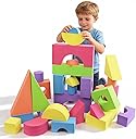 Large Building Foam Blocks for Toddlers, EVA Stacking Foam Building Blocks Toy Set, Non-Toxic, Washable, Early Learning Construction Toys & Gifts for Kids Boys & Girls (Blue, Pieces, 30)