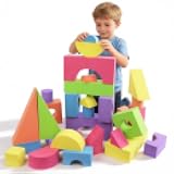 Bingyouth Large Building Foam Blocks for Toddlers, EVA Stacking Foam Building Blocks Toy Set, Non-Toxic, Washable, Early Learning Construction Toys & Gifts for Kids Boys & Girls (Blue, Pieces, 30)