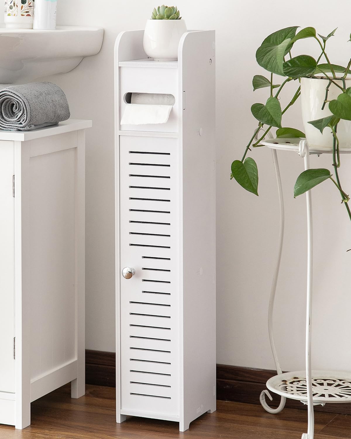 View 1 of ***MISSING PARTS***AOJEZOR Small Bathroom Storage Cabinet - White