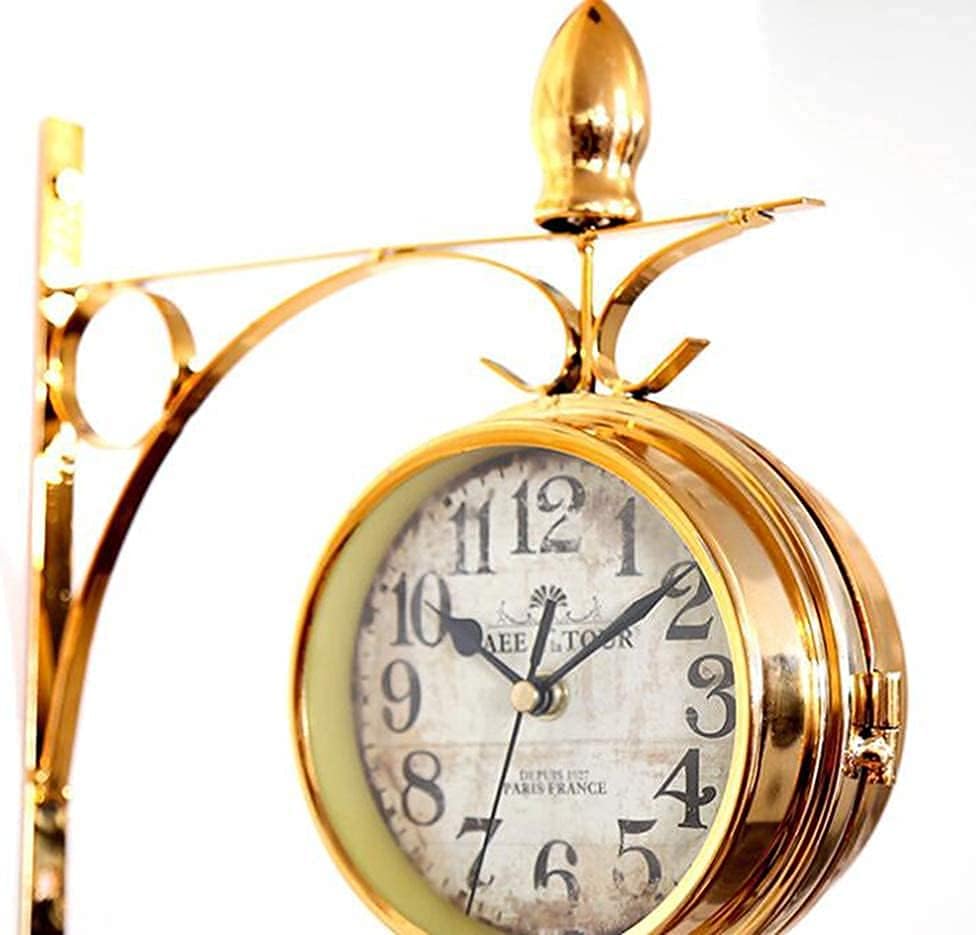 Wall Clock Double Sided Wall Clock, Retro Wall Clock Outdoor Garden Wall Clock Indoor Garden Wall Clock for Garden/Patio/Yard Home Decor Clock