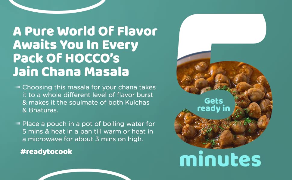 Image of Hocco Chana Masala Ready To Eat | Just Heat And Eat | Pure Veg Indian Food | No Added Preservative & Colours | Meal Ready In 5 Minutes | Microwave-Able Serves 2 300gm (Pack of 2)
