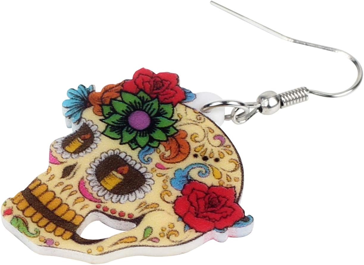 Bonsny Acrylic Drop Dangle Halloween Skeleton Skull Earrings Punk Jewelry For Women Gift - Image 4