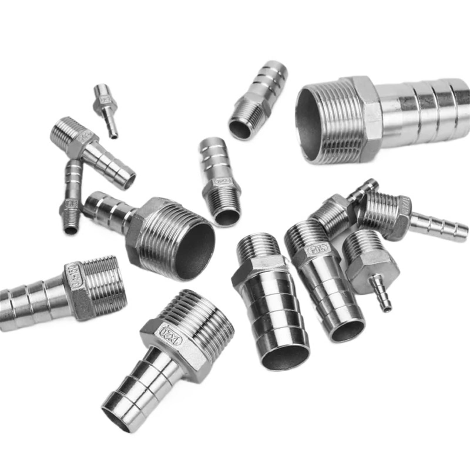 Qlyueui Men's 3/8 1Psc Hose Barb Connector 04 Stainless Steel 1/8" 1/4" " 1/2"Bspt Thread Pipe Fitting Barb Hose Pagoda Coupling Tail Connector(6Mm,")