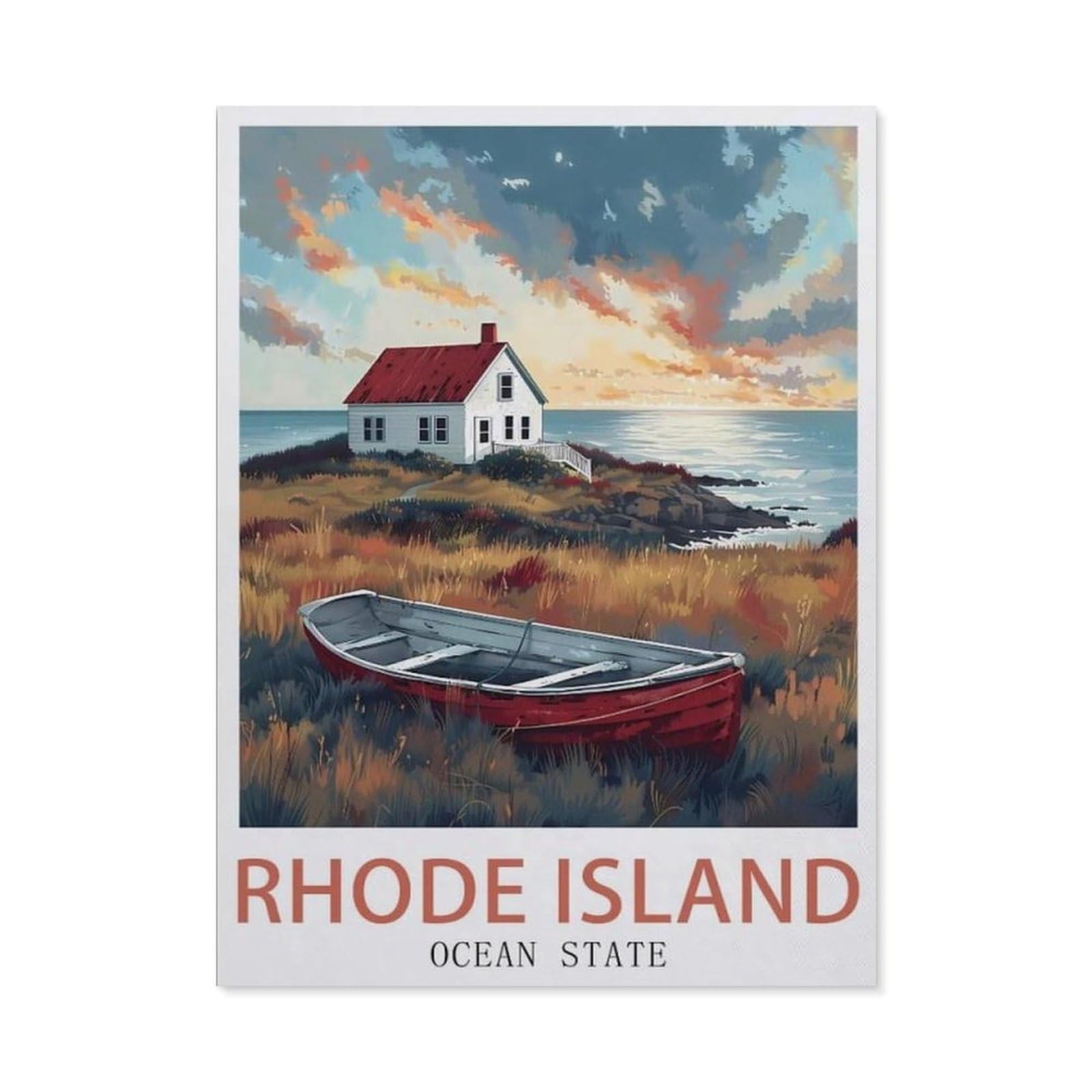1000 Piece Jigsaw Puzzle,Rhode Island Ocean State Vintage Travel Poster,Adults Children Wood Toy Educational Game(75x50cm)-AV63 — image 1