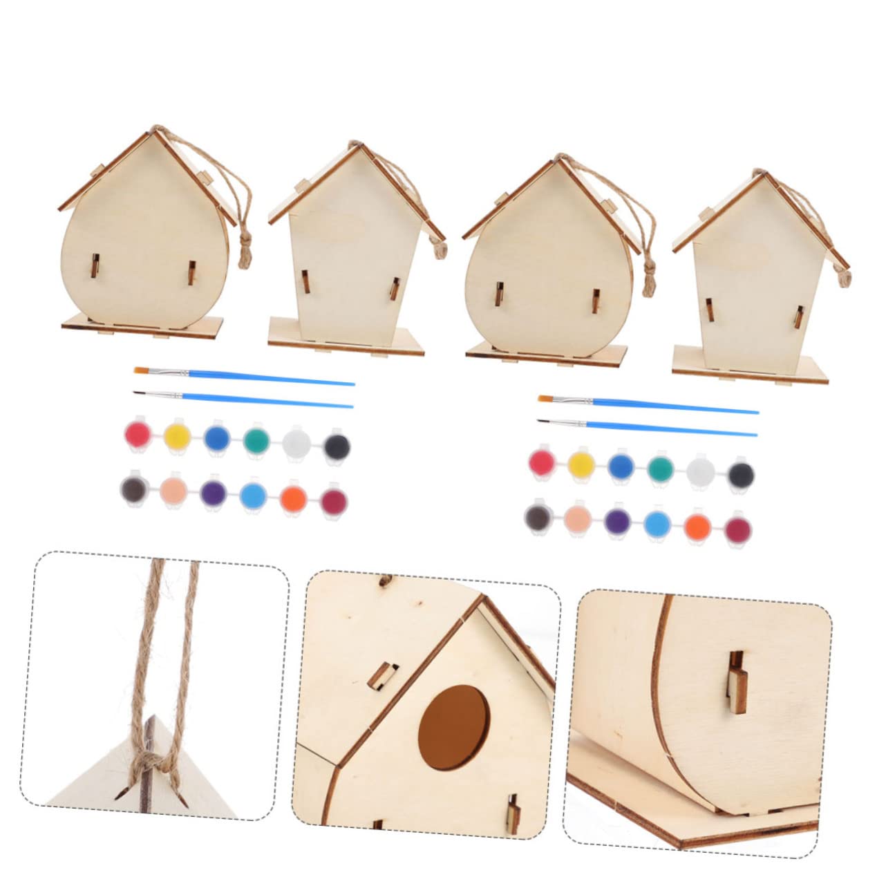Yardwe 1 Juego Casa de Madera Pintar Pájaros Diy Manualidades Creativas Decoración de Jardín y Fiesta