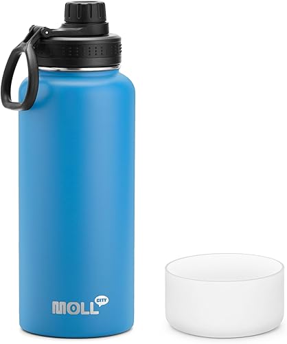Miniatura 47 de Botella de Agua Aislada - Frasco Deportivo de Boca Ancha de Acero Inoxidable al Vacío de 18 onzas con Funda de Silicona - Botella de Agua de Metal