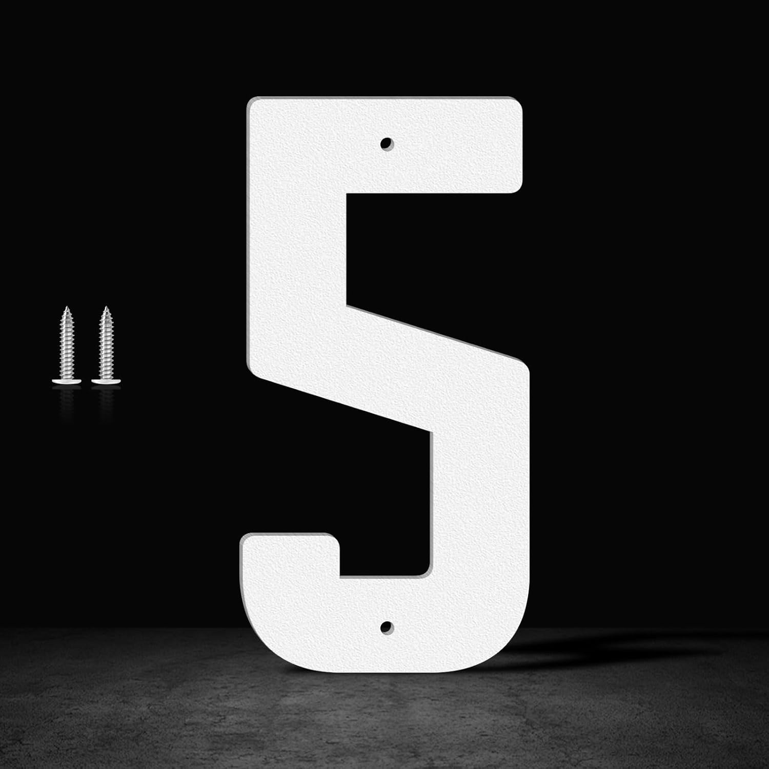 White Modern Address Numbers, Outdoor Mailbox Numbers, Metal House Numbers and Letters, for House, Office, Apartment, Farms, Garages Decoration Signs(12" 5)