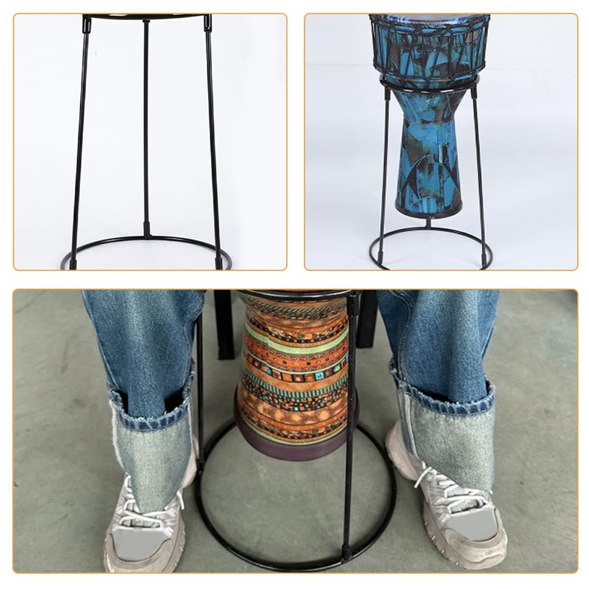 Soporte para Africano de Metal Ajustable 10-13 Pulgadas, Soporte para Djembé, Accesorio de Percusión Resistente para Práctica y Presentaciones en Escenario