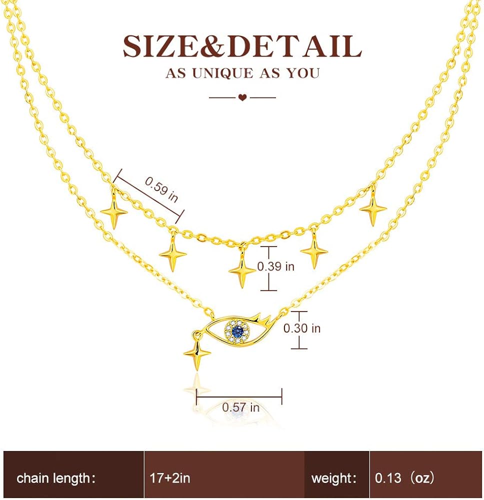 Get Discount 70% Price Gold Layered Evil Eye Necklace for Women Cross Star Choker Double Layer Pendant Necklaces Sapphire Birthstone 18k Gold Plated Jewelry Gifts for Teen Girls Review Gold Layered Evil Eye Necklace for Women Cross Star Choker Double Layer Pendant Necklaces Sapphire Birthstone 18k Gold Plated Jewelry Gifts for Teen Girls