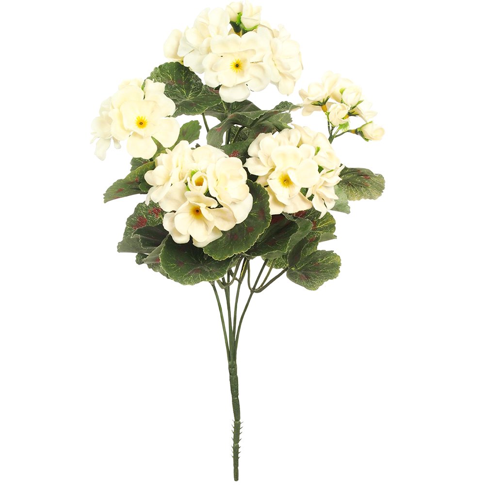 Geraniums4u Ivory Artificial Silk Geranium Plant Cream Flowers 35Cm Ideal For Window Box Hanging Basket