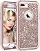 Vofolen Case for iPhone 8 Plus Case iPhone 7 Plus Case Glitter Bling Shiny Heavy Duty Protection Full-body Protective Hard Shell Rubber Bumper Armor with Front Cover for iPhone 8 Plus 7 Plus Rose Gold