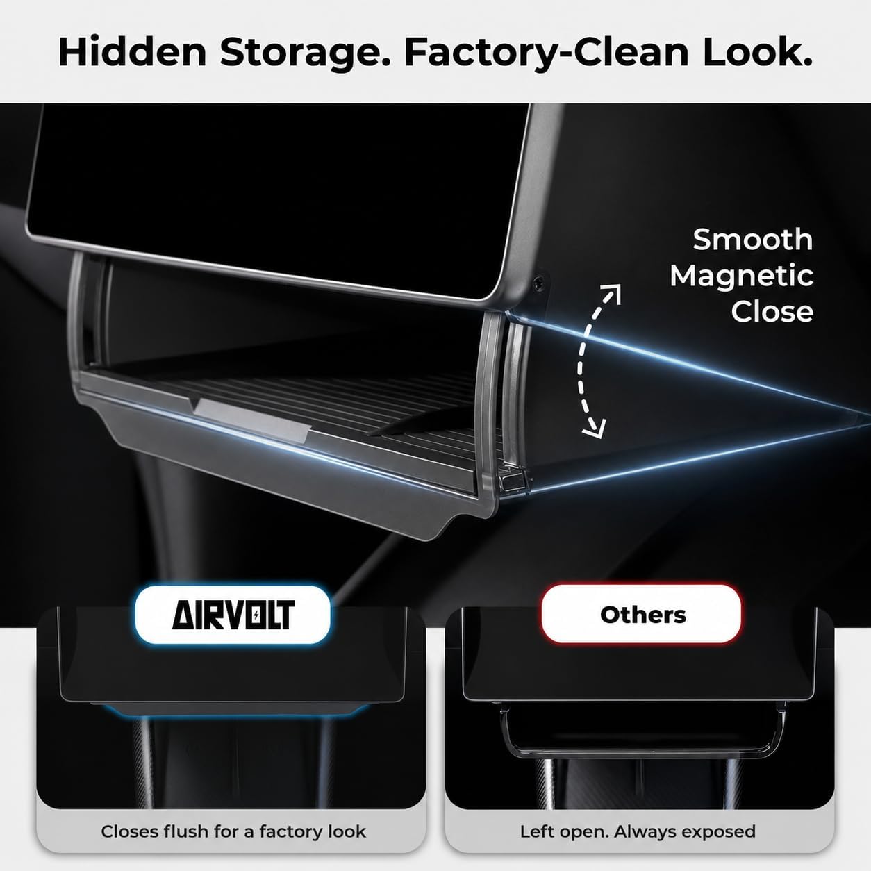 Under Screen Storage Organizer for Tesla Model Y Juniper (Standard, Premium & Performance 2025/26) and Model 3 Highland (Standard, Premium & Performance 2024/25/26)
