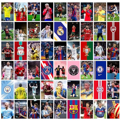 Image of MODERN GALLERY MART Pack of 54 Football Wall Collage Kit Posters - 4 x 6 Inches Posters for Wall Decoration - Wall Art For Bedroom, Office, Living room, Dorm room - Glue Dots Included