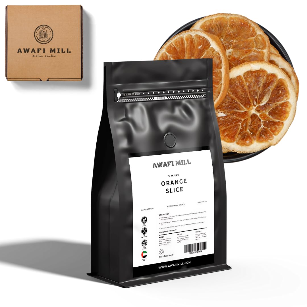 AWAFI MILL Dried Orange Slices | Naturally Zesty Citrus Wheels for Teas & Infusions, Cakes & Garnish, Cocktails/Mocktails, Marmalade, Chocolate-Dips & Craft Decor - 250 g | 9 Oz