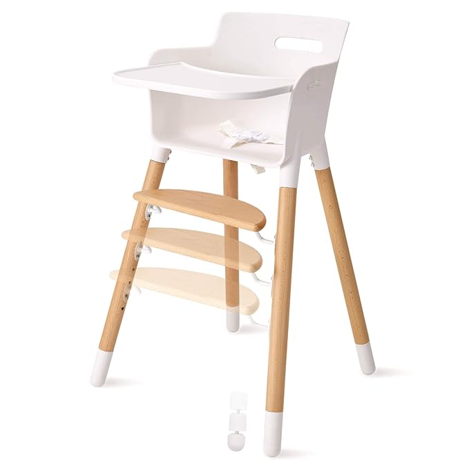 FUNNY SUPPLY Wooden Baby High Chair with Removable Tray