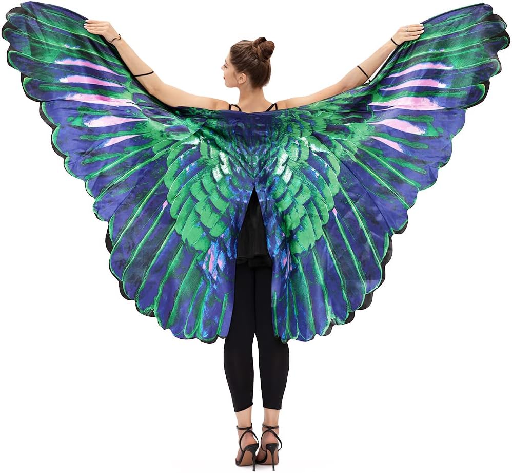 JUST FOR PARTY Women Butterfly Wing Cape, Deluxe Raven Wings Adult Butterfly Cape Dress for Halloween