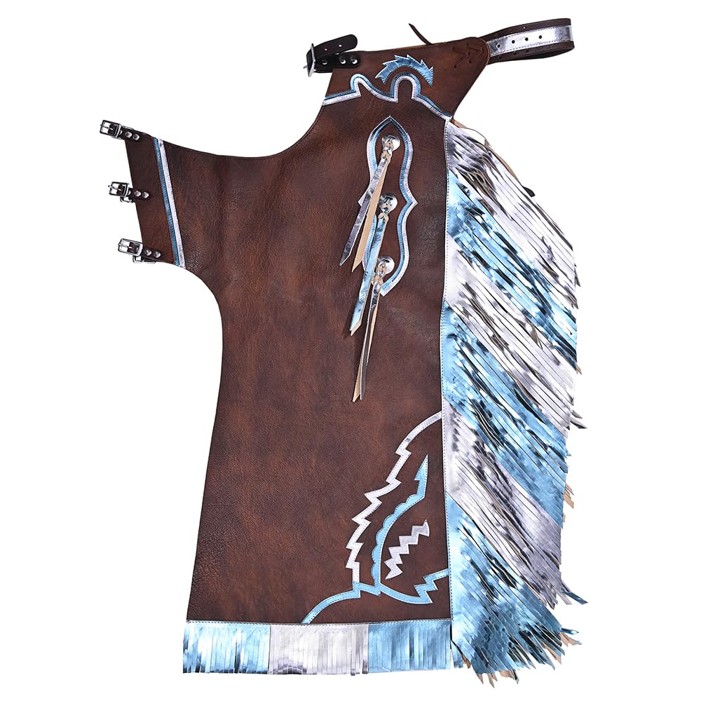 HILASON Bull Riding Pro Rodeo Chaps Brown Smooth Leather Bronc Show Adult | for Men and Women Western Unisex