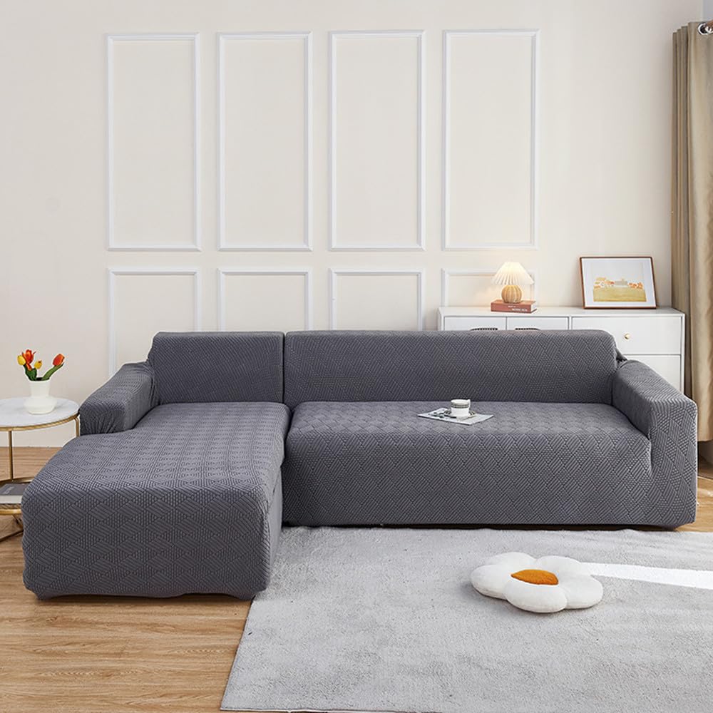 Housse de canapé élastique pour masquer l'usure tissu extensible gris
