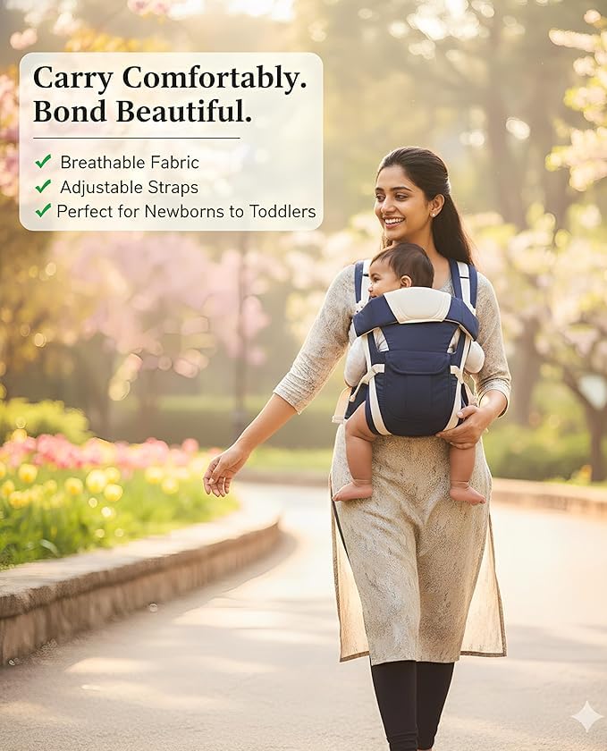 Image of 4-in-1 Adjustable Baby Carry Bag with Front & Back Carry Options | Ergonomic Infant to Toddler Carrier with Head and Back Support, Safety Buckles & Breathable Fabric (0-3 Years)
