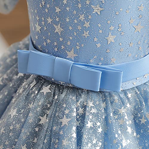 Nnjxd Baby Girl Dress Flower Princesstutu Dresseslittle Stars Printed Pageant Party Gown 2003 Blue 18-24 Months #TOP4