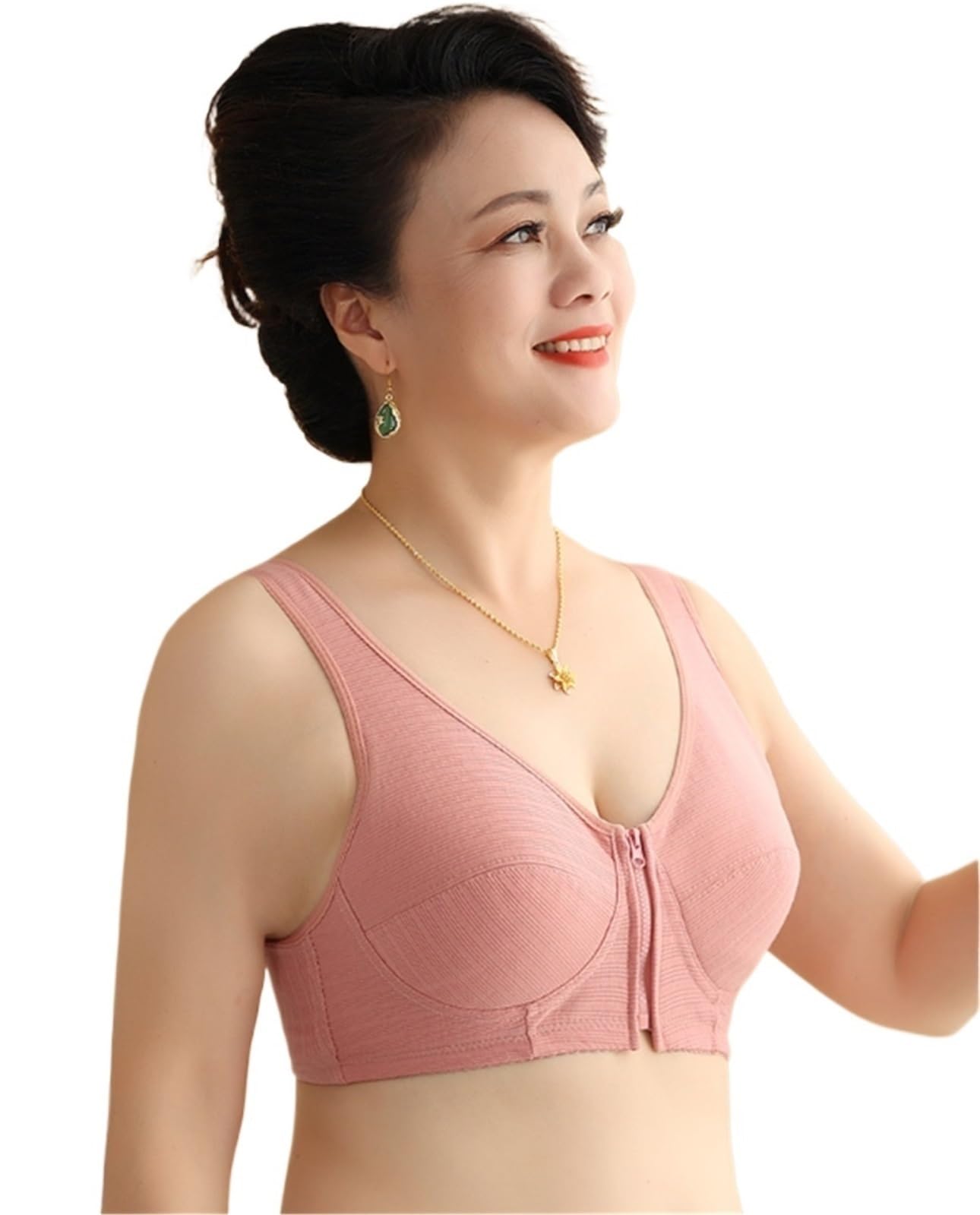 Sujetador Deportivo Mujer Sujetador De Cobertura Total For Mujer, Talla Grande, Con Cremallera, Elástico Y Transpirable Sujetador Gimnasio(Pink,42/95)