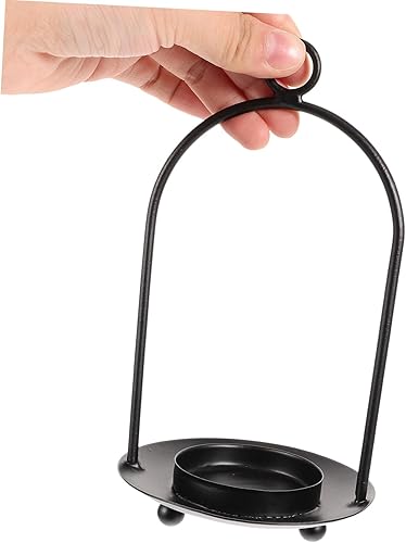 Miniatura 7 de GANAZONO Portavelas de hierro forjado portátil, 2 unidades, decoraciones para salas de casa, decoración de acento negro, regalos de casa, placa de