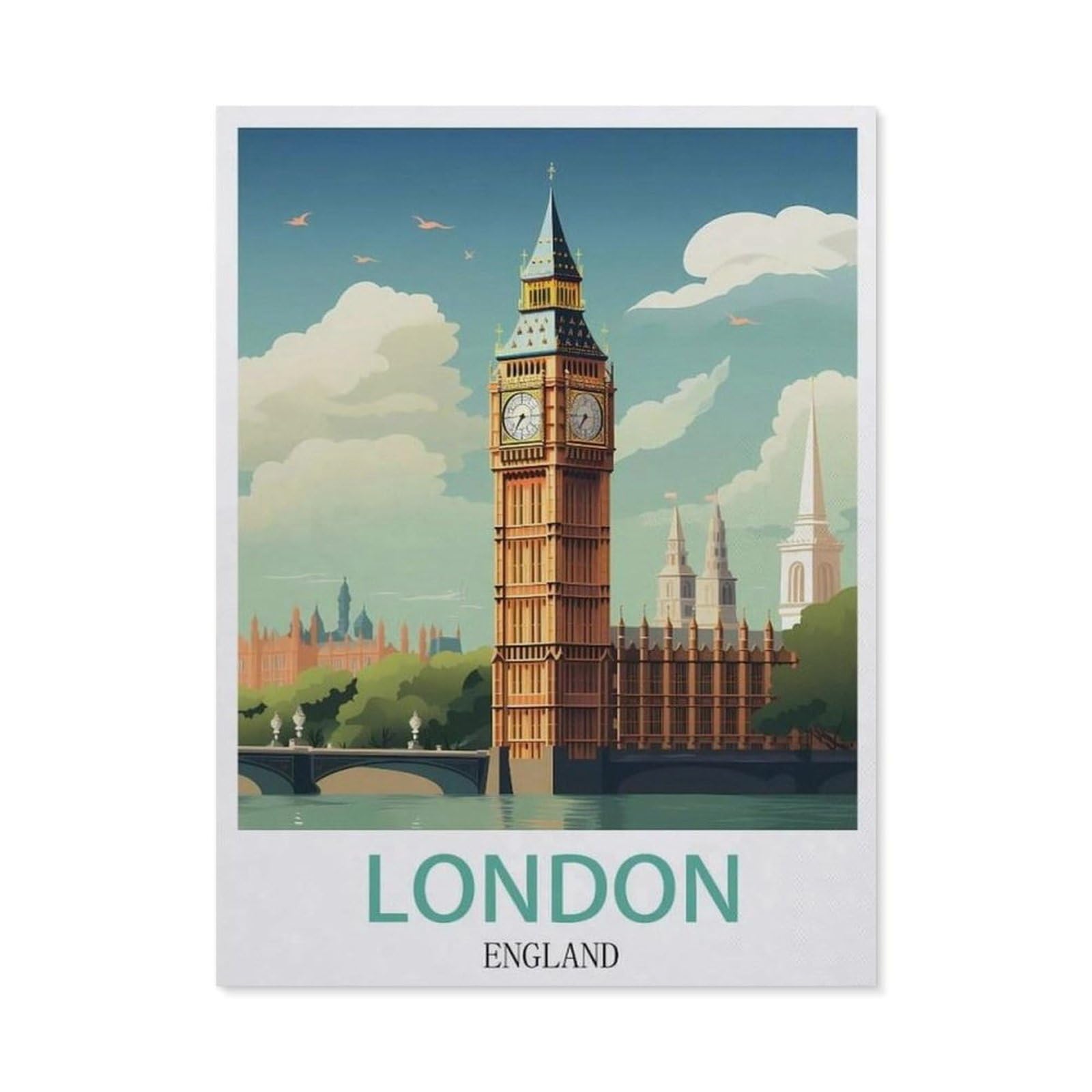 Jigsaw Puzzle 1000 Pieces，London England，Wood Adult Toys Decompression Game（75x50cm）-DK41