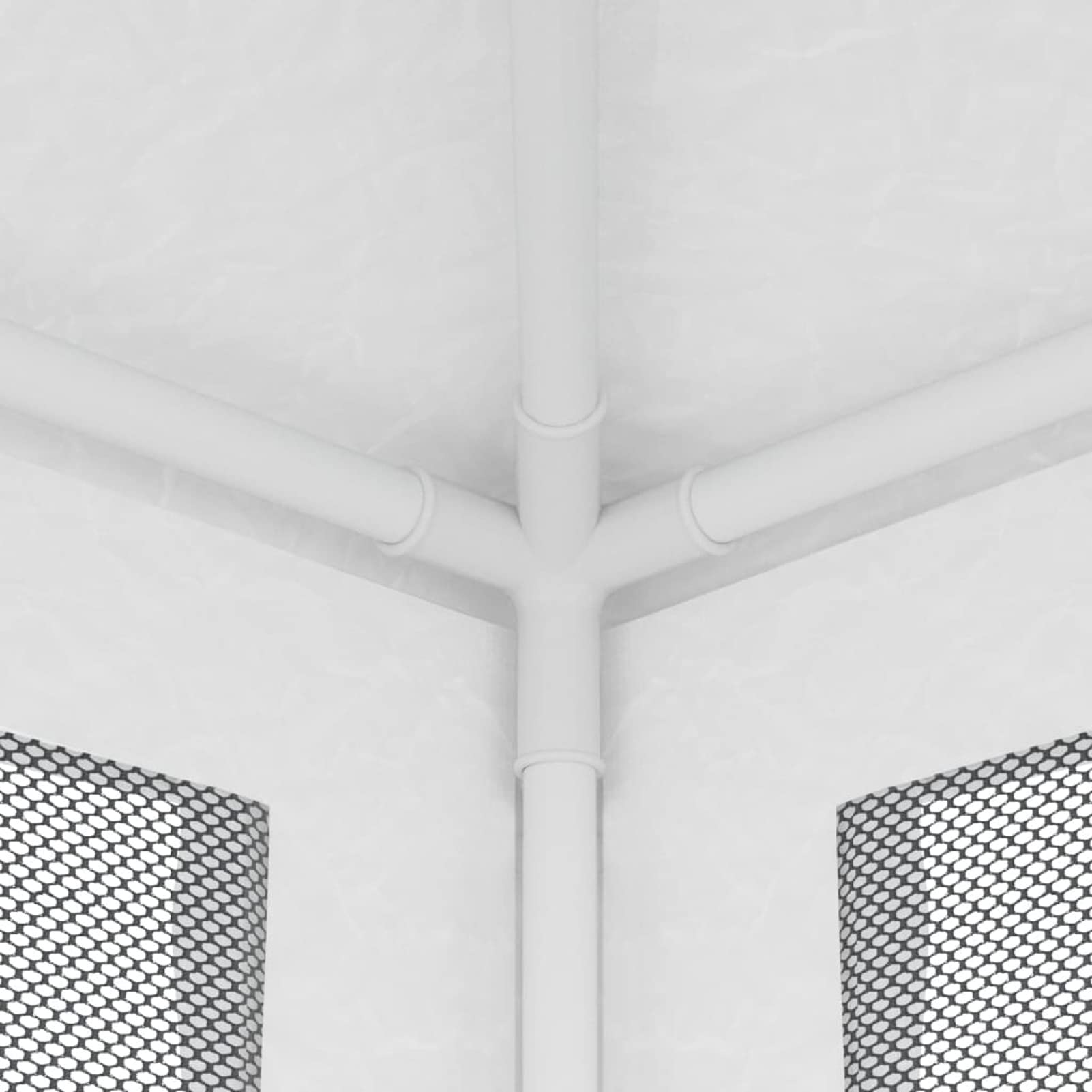 Partyzelt mit 4 Netz-Seitenwänden, Party Deko, Festzelt, Pavillon, Garden Decoration, Canopy Tent, Lagerzelt, Gartenpavillon, 2,5 x 2,5 m Weiß