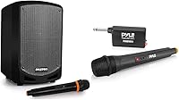 Vista 1 de Pyle Sistema de altavoces PA Bluetooth portátil con micrófono inalámbrico - Sistema de sonido de karaoke para interiores y exteriores