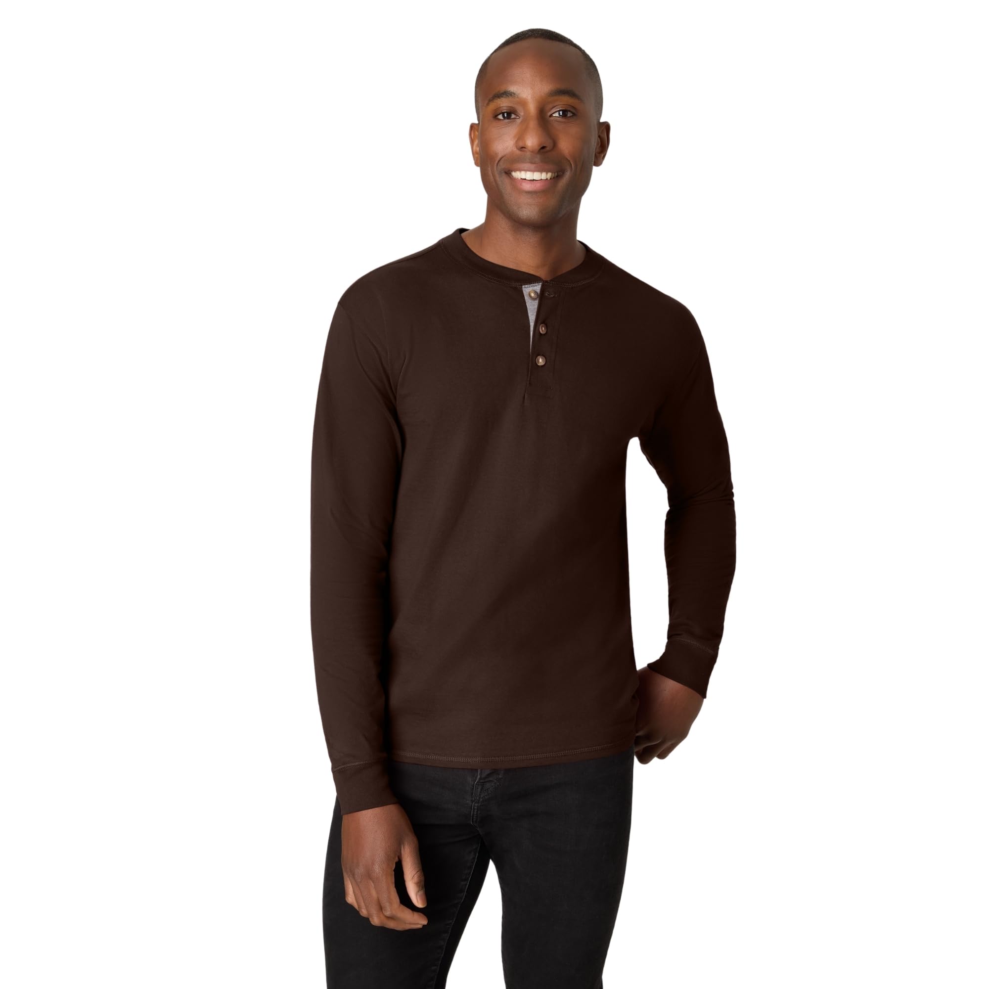 Hanes T Beefyt Henley, Men's Cotton Long Sleeve Shirts