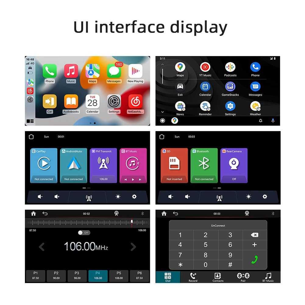 Pantalla táctil para coche de 7 pulgadas inalámbrica CarPlay y Android Auto Car Reproductor multimedia automático portátil Pantalla de navegación duradera