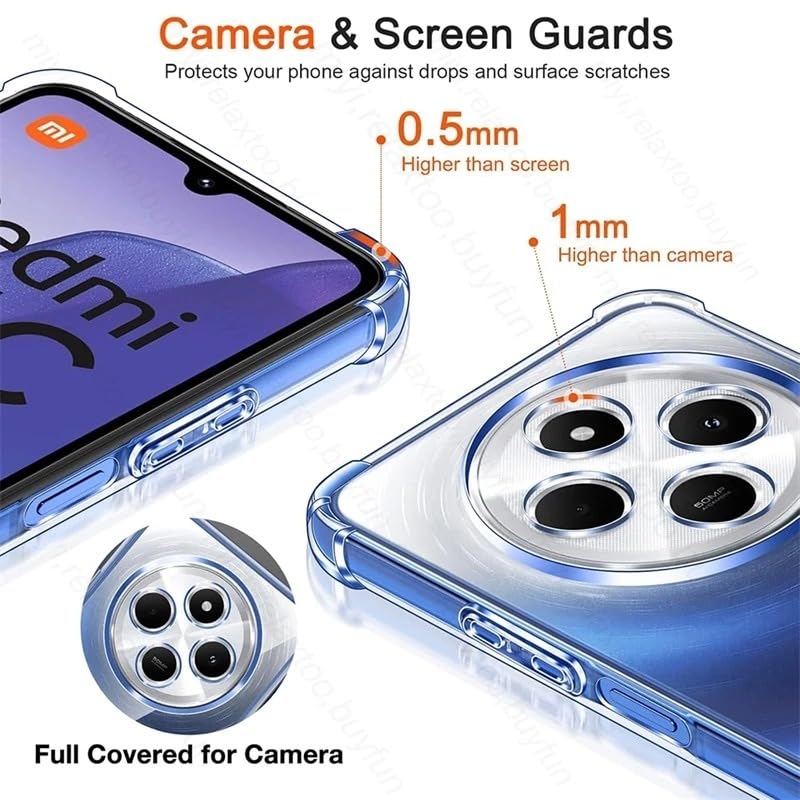 Image of for [Redmi 14C 5G] Case,[Redmi 14C 5G] Phone Back Case Cover Clear Transparent Reinforced Corners TPU Shock-Absorption Flexible Cell Phone Cover for [Redmi 14C 5G] - Transparent