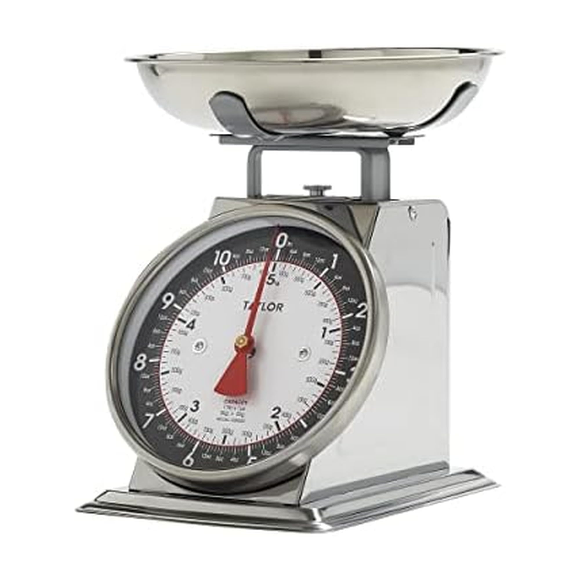 Taylor Mechanical Kitchen Weighing Food Scale with Bowl, Weighs up to 11lbs, Measures in Grams and Ounces, Food Scales for Kitchen, Black and Silver