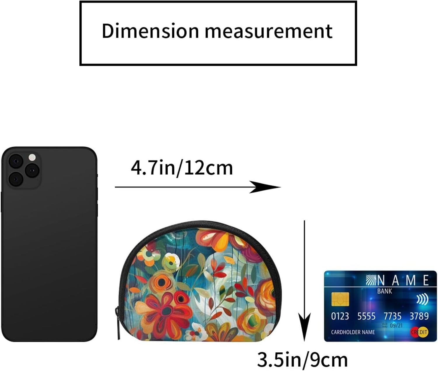 Abstract Floral Printed Coin Purse for Women Cute Small Change Wallet Mini Coin Purses Pouch with Zipper