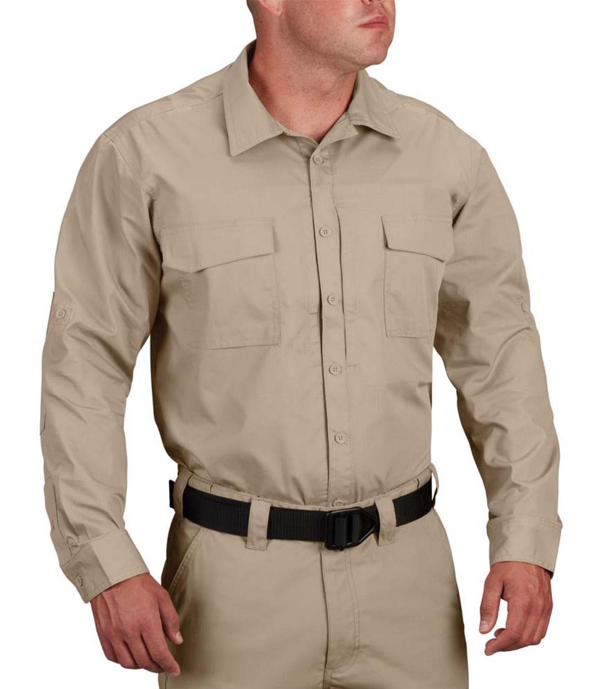Propper Tall Size Revtac Tactical Long Sleeve Stretch Men's Shirt, Khaki