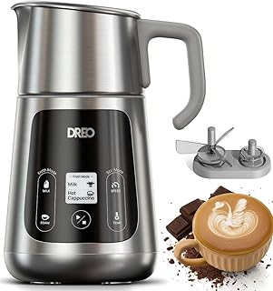 DREO All in 1 Milk Frother, Electric Milk & Hot Chocolate Maker, Quiet Frother for Latte Art Microfoam and Cappuccino, 30+…