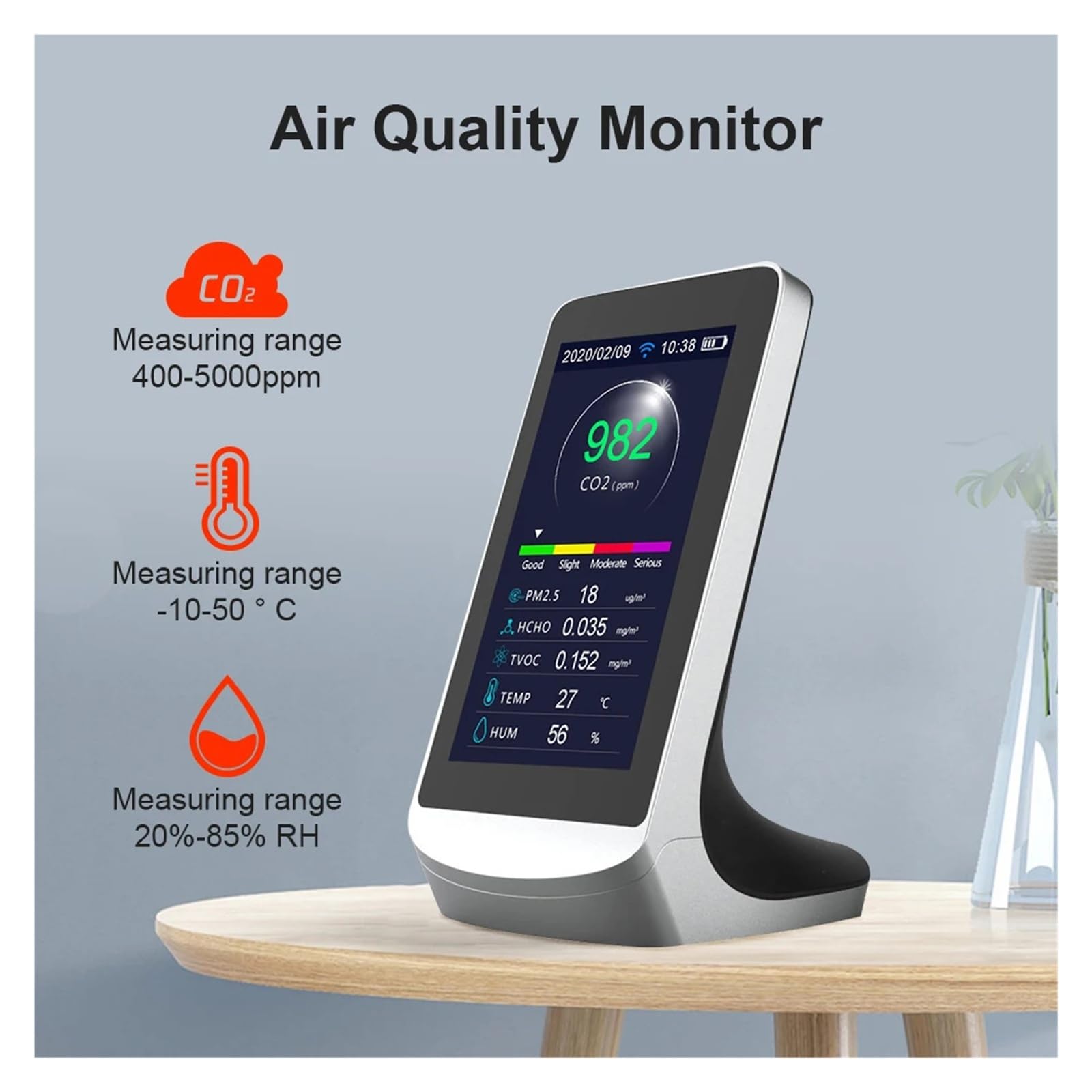 Wielofunkcyjny monitor jakości powietrza w pomieszczeniach Wi-Fi przenośny detektor PM2.5/temperatury/wilgotności z wyświetlaczem LCD Wysoka czułość dla laboratorium