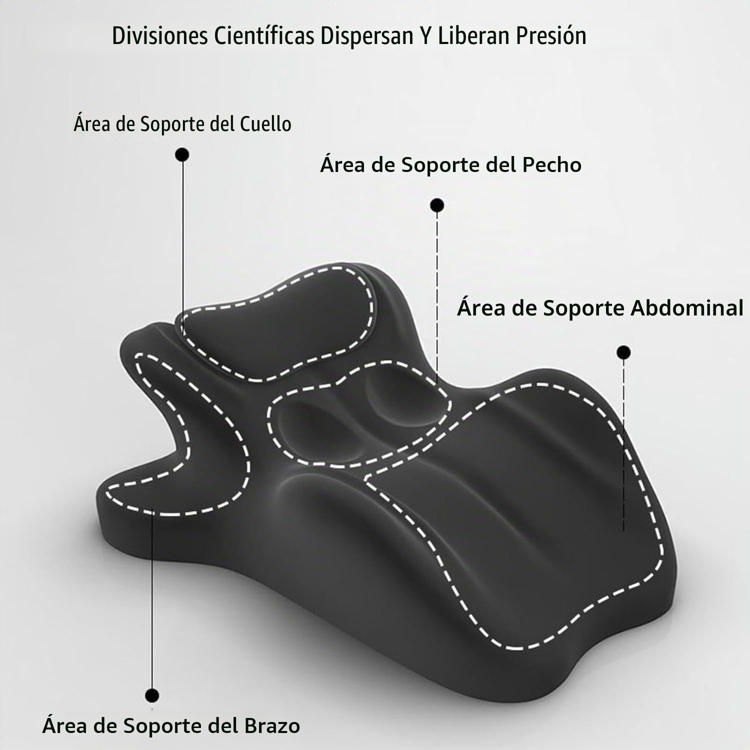 Almohada de espuma viscoelástica para parejas – Cojín de posicionamiento de 27° con soporte lumbar, cojín impermeable para mayor intimidad y comodidad en el dormitorio (gris)