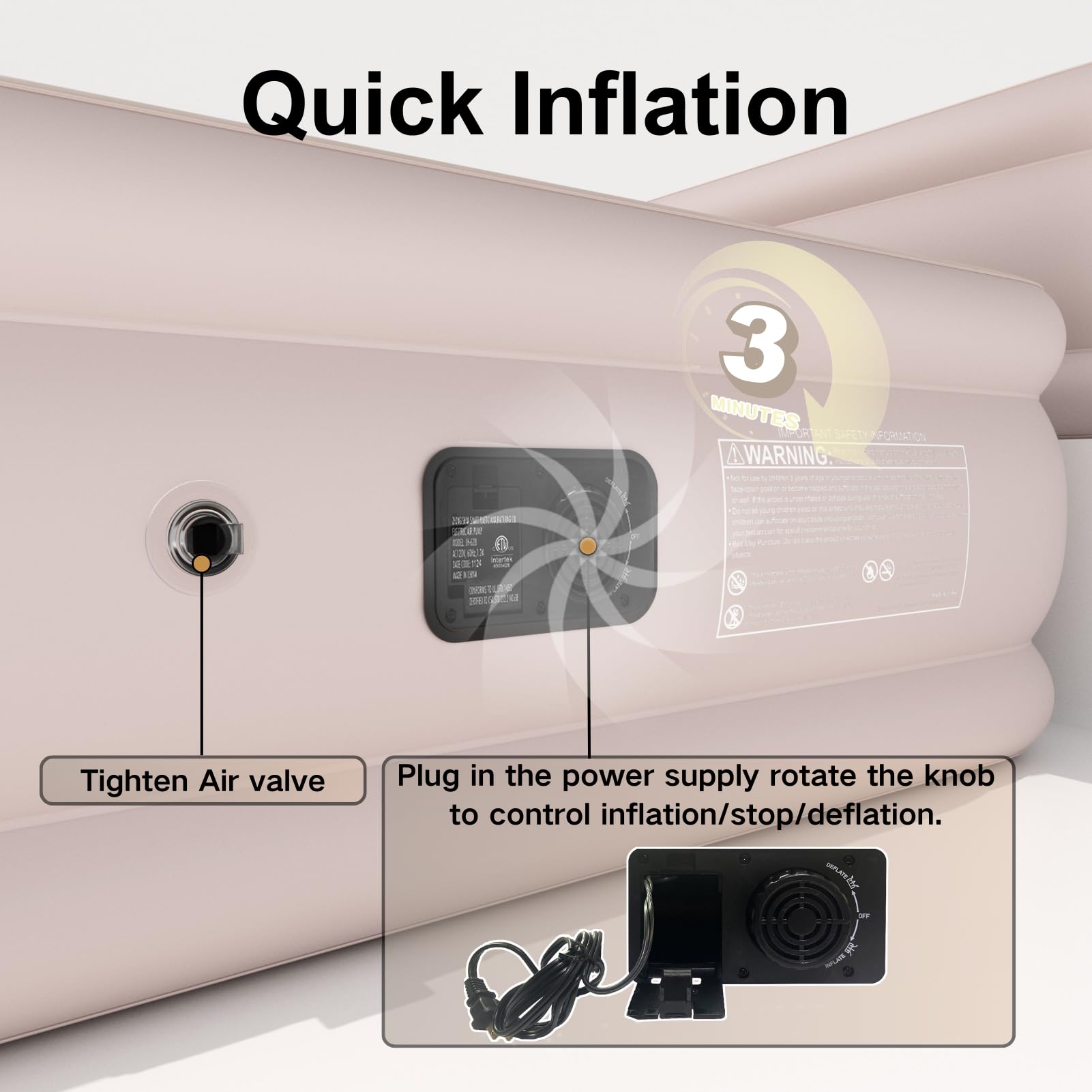 Matelas Trekking HikerSKY Matelas Gonflable Avec Dossier Et Pompe à Batterie, Autogonflant En 3 Minutes, Lit D'Appoint Pour Maison & Camping, 220×154×45 Cm (Kaki Matelas Trekking Ultralight