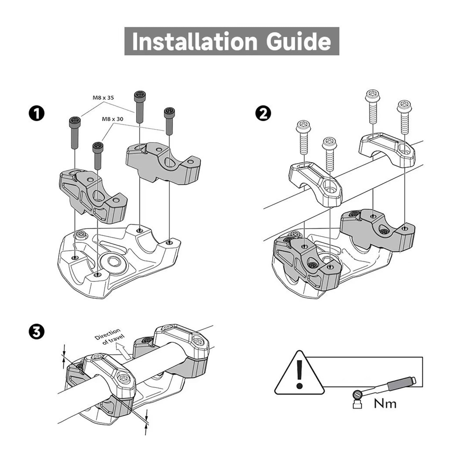 Elevador De Manillar Motocicleta CNC Aluminio Adaptador Abrazadera Hacia Atrás Para R 1300 GS R1300GS 2024 Alzas Manillar Moto(Plata)