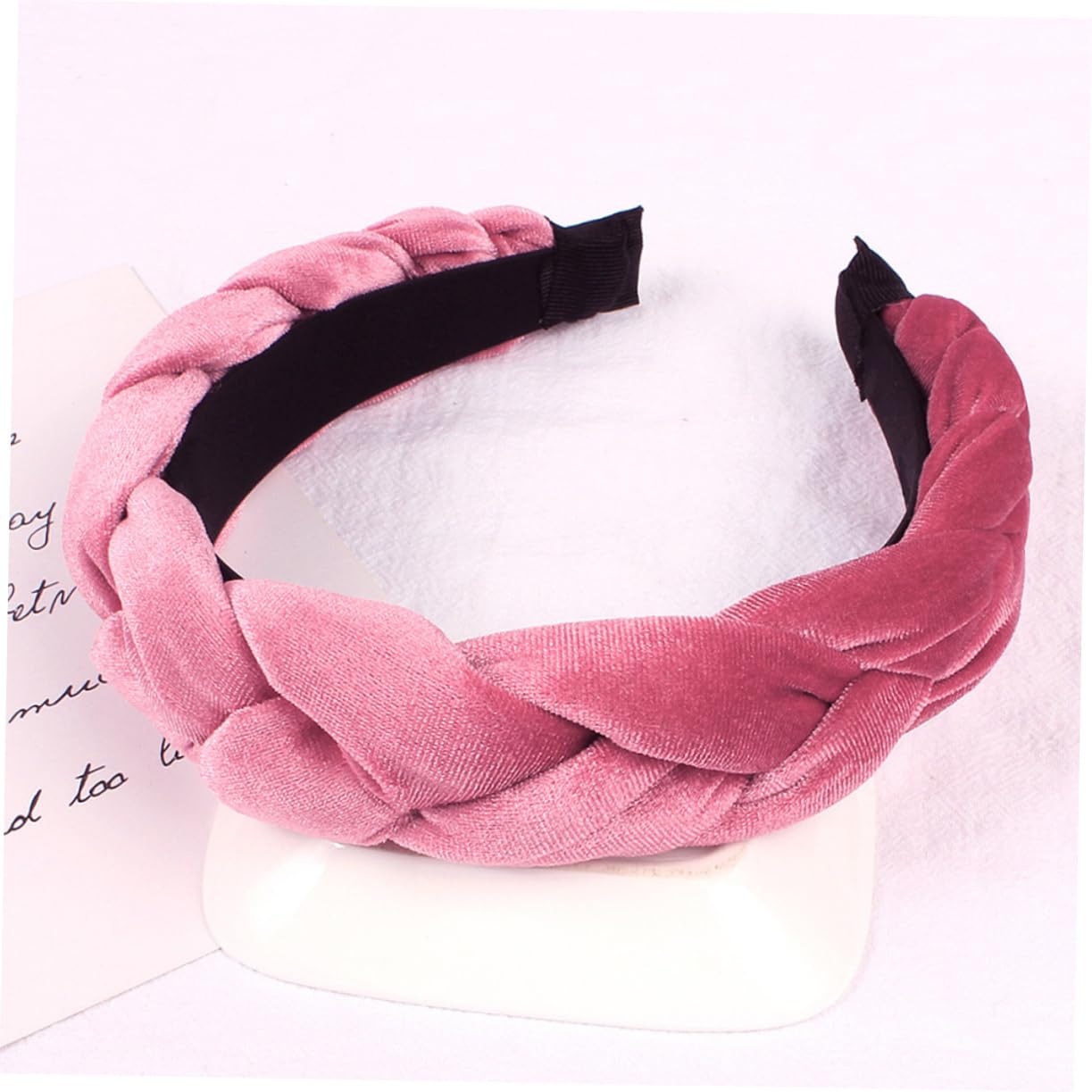 Healeved 4piezas Diadema Trenzada de Pelusa Ancha Cabello Accesorios Lavado de Cara para Mujeres Color Negro