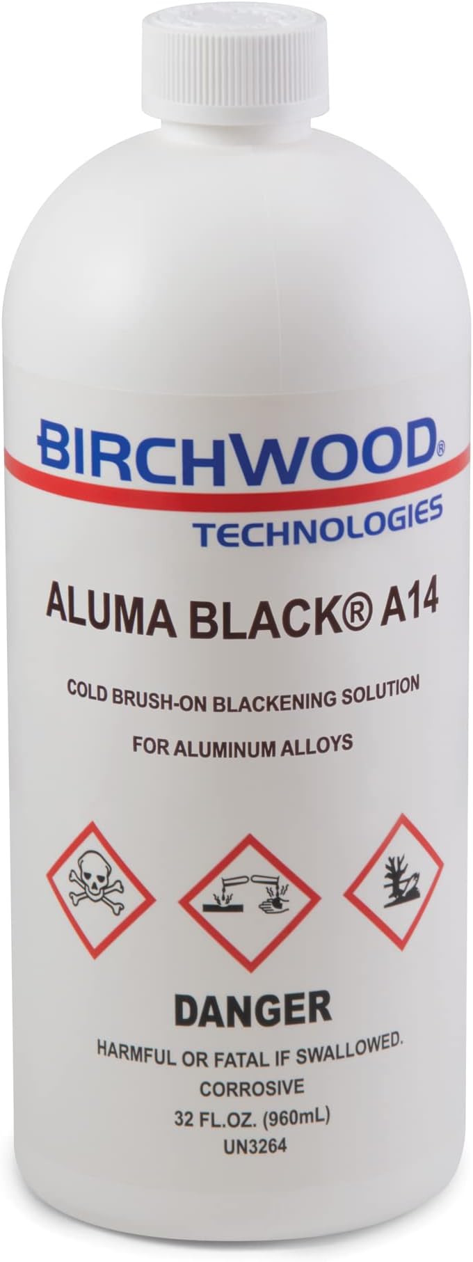 Aluma Black A14 by Birchwood Technologies - Cold Brush on Blackening Solution for Aluminum alloys Traditional Patina Blue and Black Oxide Touch-up (1 Quart)